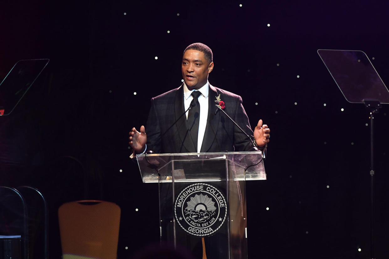 Cedric Richmond speaks speaks on stage (Paras Griffin / Getty Images file)