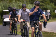 FILE - President Joe Biden goes on a bike ride in Gordons Pond State Park in Rehoboth Beach, Del., Sunday, July 10, 2022. Biden turns 80 on Sunday, Nov. 20. (AP Photo/Andrew Harnik, File)