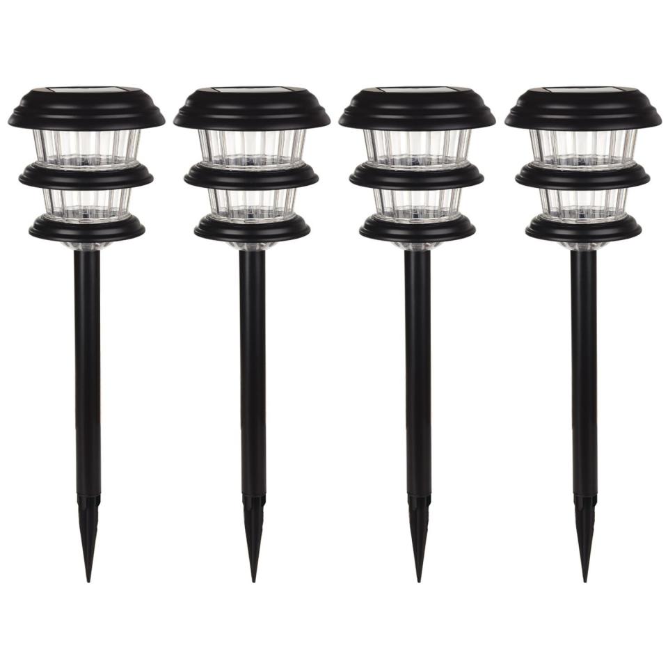 7) Black Solar Integrated LED Path Light Kit (Set of 4)