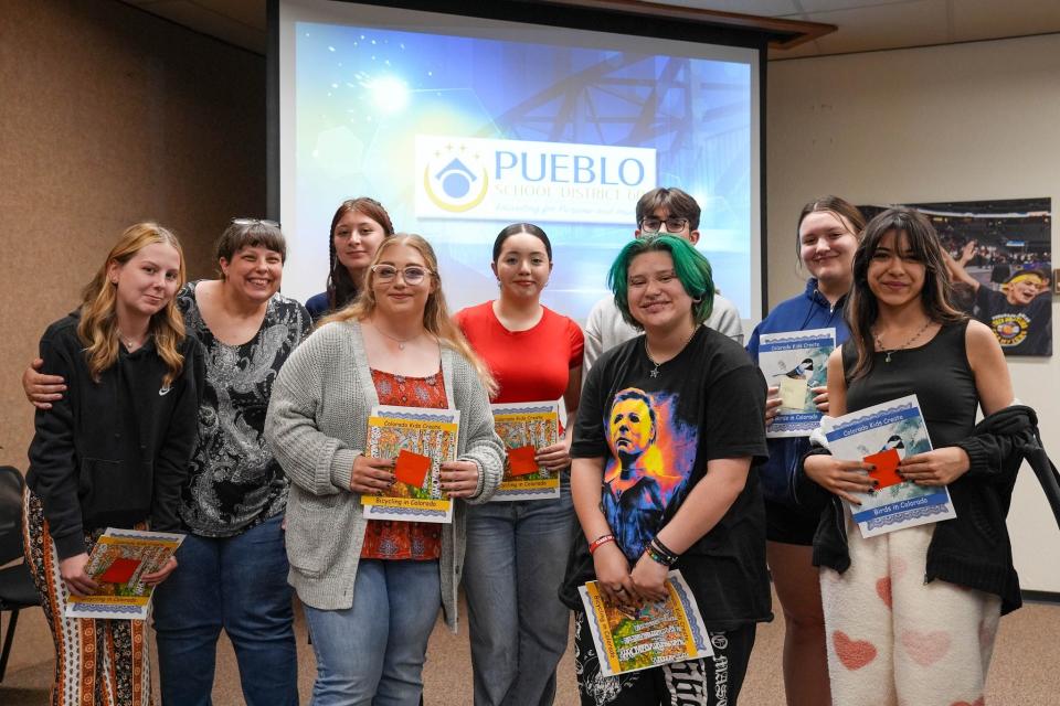 Student artists from Centennial High School were honored during a Pueblo School District 60 meeting on May 14, 2024 after having their work published in a pair of children's books.