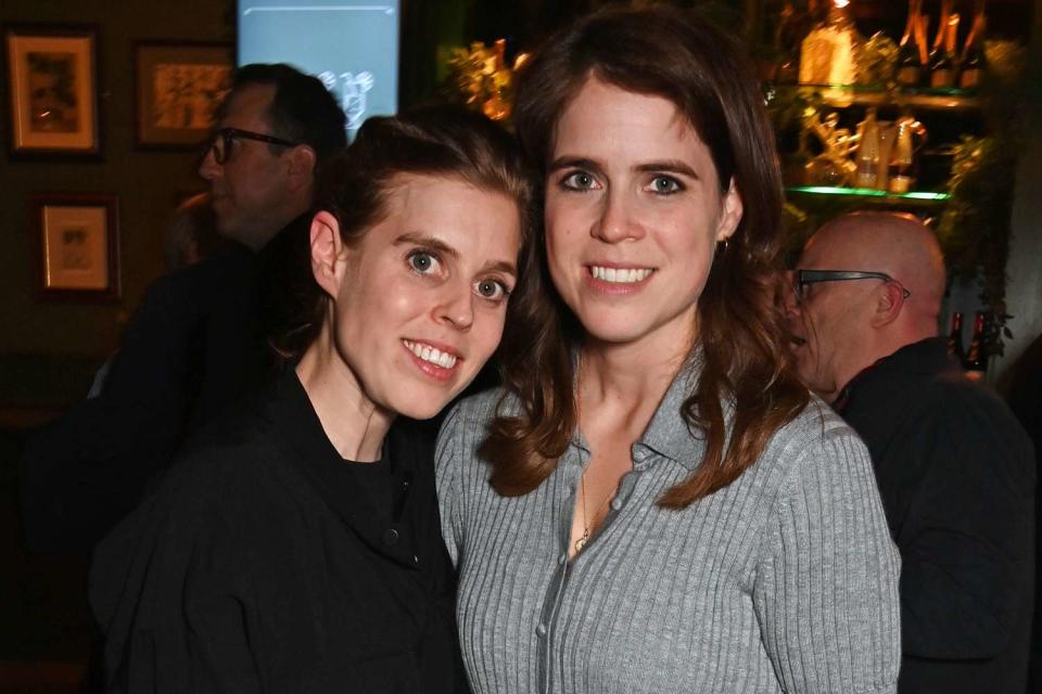 <p>Dave Benett/Getty</p> Princess Beatrice and Princess Eugenie at Royal Albert Hall in London on April 11, 2024.