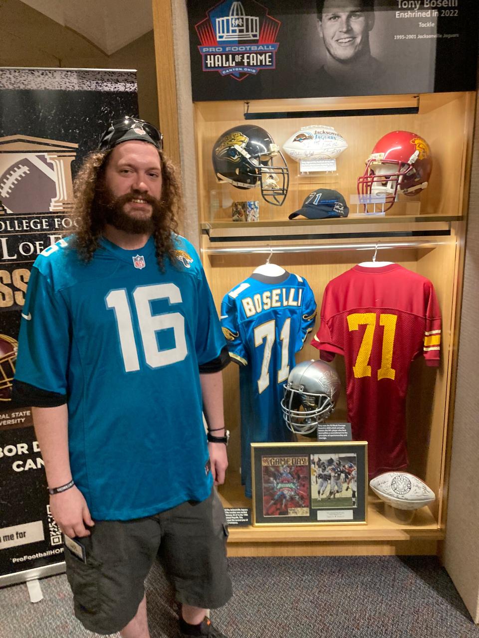 Jaguars fan Dusty Reid made the eight-hour drive from Binghamton, N.Y., to be there for the Hall of Fame Game and Tony Boselli's induction into the Pro Football Hall of Fame at Canton, Ohio.