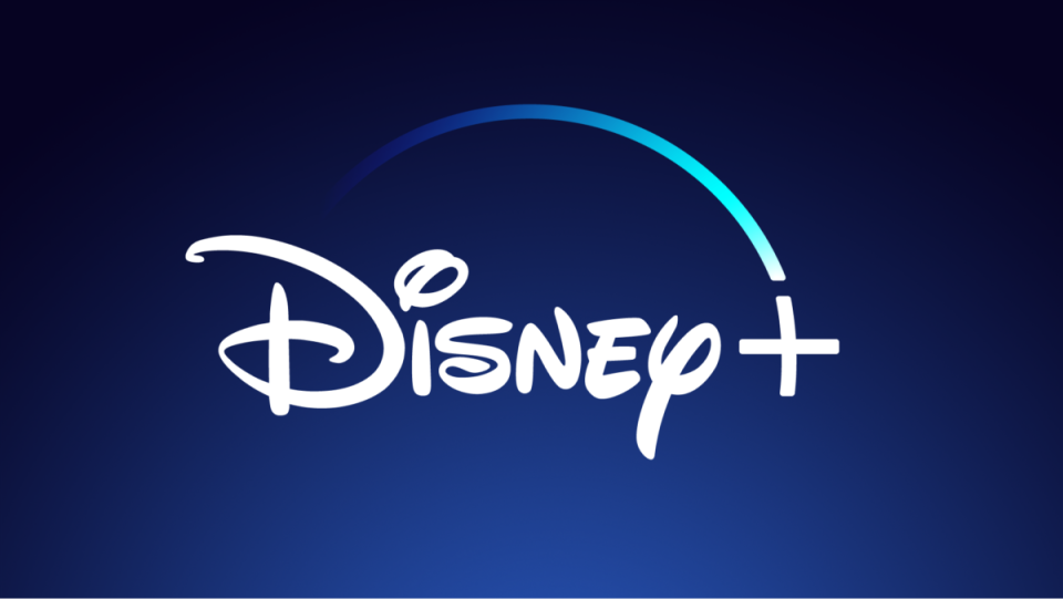 Disney+ logo on a blue background.