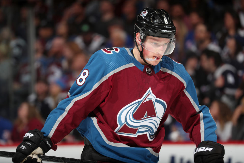 Cale Makar #8 of the Colorado Avalanche