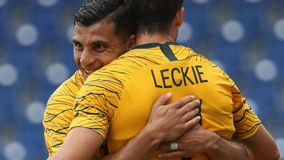 Two of the Socceroos’ goal scorers. Pic: Getty