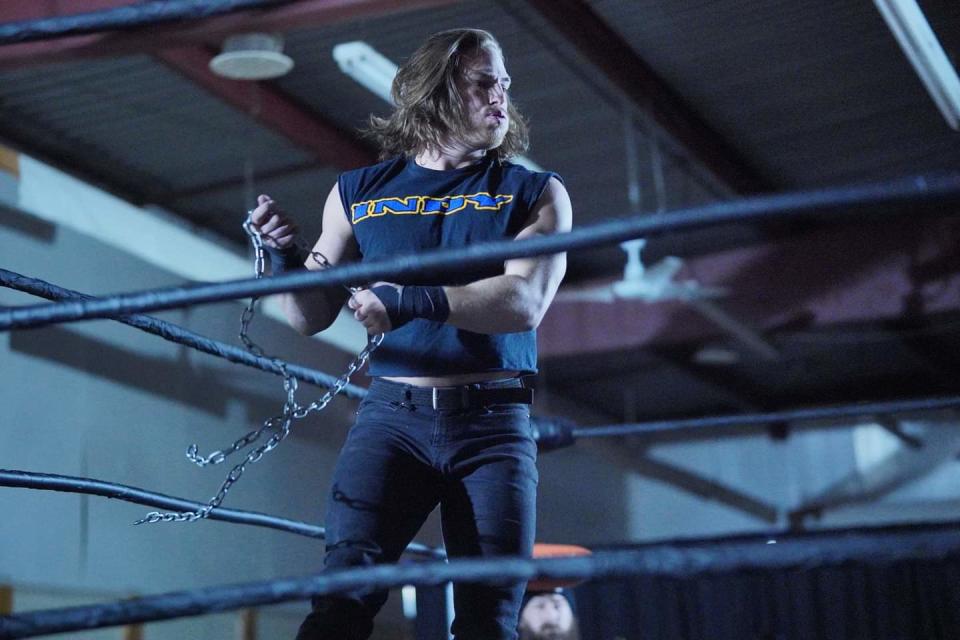 A NEOPro wrestler is shown at the "WHITE NOISE" event in February at the Stark County Fairgrounds. NEOPro Wrestling is returning to the fairgrounds with matches in the Art Hall on April 27.