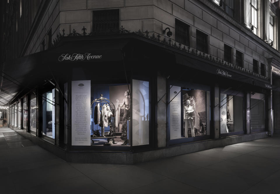 A view of the seven Saks Fifth Avenue windows in New York featuring Mandarin Oriental Residences. - Credit: courtesy shot.