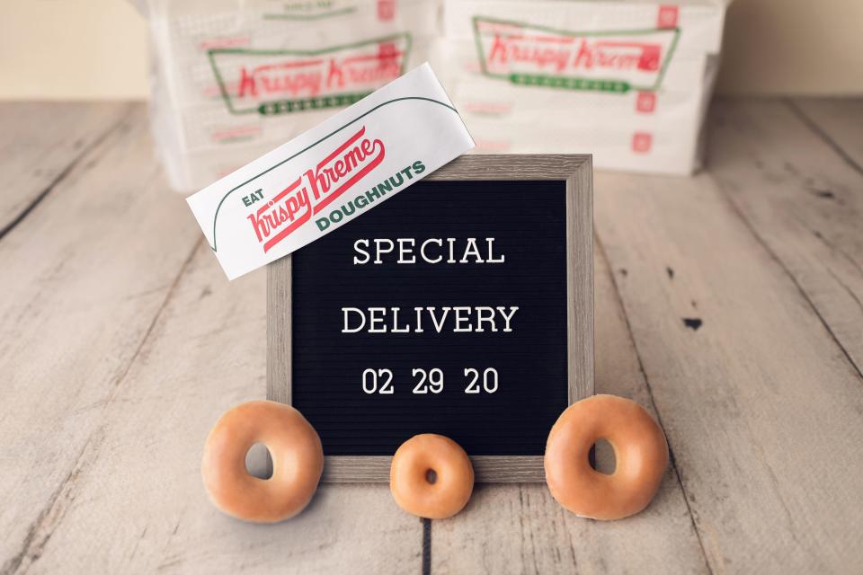 Krispy Kreme is launching national doughnut delivery starting Feb. 29.