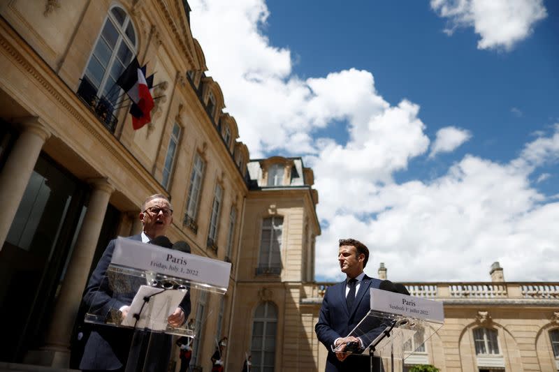 French President Macron meets Australian PM Albanese in Paris