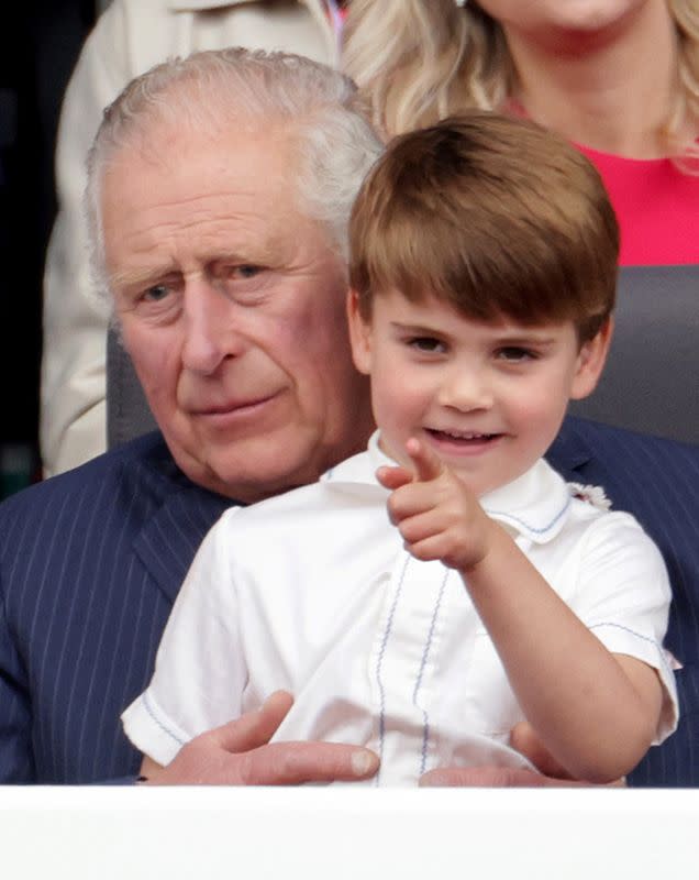 Britain's Prince Louis and Prince Charles attend the Platinum Jubilee Pageant, marking the end of the celebrations for the Platinum Jubilee of Britain's Queen Elizabeth in London