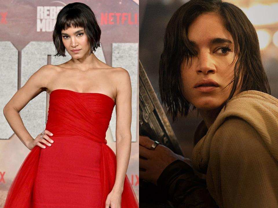 Sofia Boutella at the Los Angeles Premiere of Netflix's "Rebel Moon - Part One: A Child of Fire" at TCL Chinese Theatre, and as Kora.