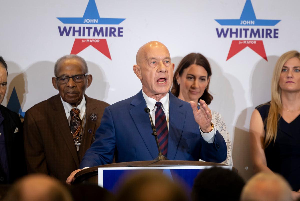 Senator John Whitmire speaks to supporters during a campaign watch party during Election Day on Tuesday, Nov. 7, 2023, in downtown Houston.