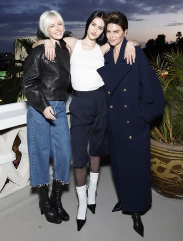 <p>Stefanie Keenan/Getty Images for FRAME</p> Delilah Belle Hamlin, Amelia Gray Hamlin and Lisa Rinna attend the FRAME Los Angeles dinner event celebrating Amelia's new campaign