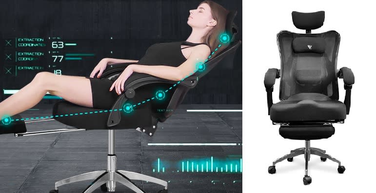 ▲口碑爆棚的7D人體工學椅，可根據坐者身型調整腰靠角度，上下前後達720度，成為個人專屬久坐不累的椅子。（圖片來源：Yahoo購物中心）