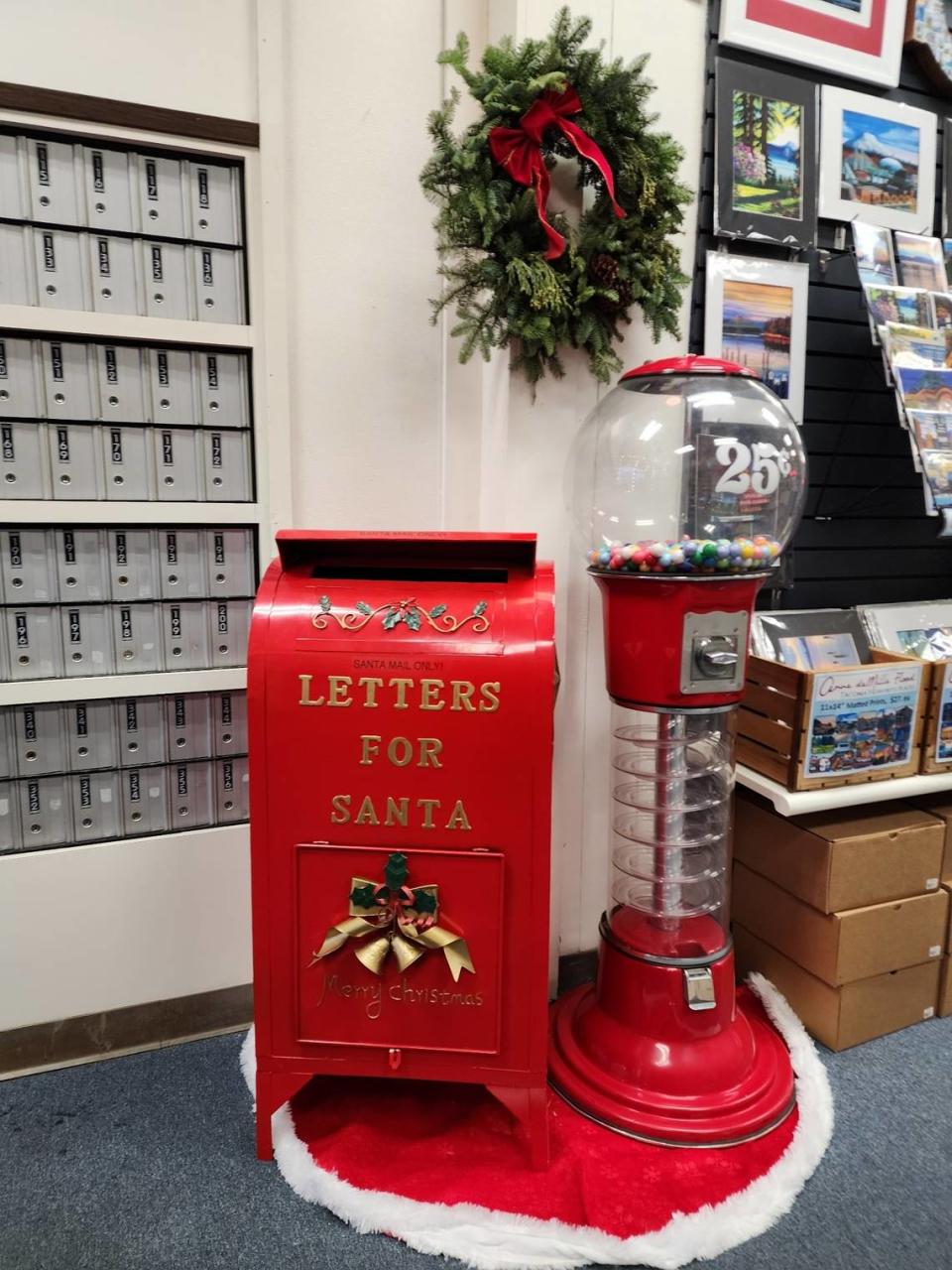 A mailbox awaits letters to Santa at The Mail Room Gift & Ship Co., 6824 19th St. W. in University Place.