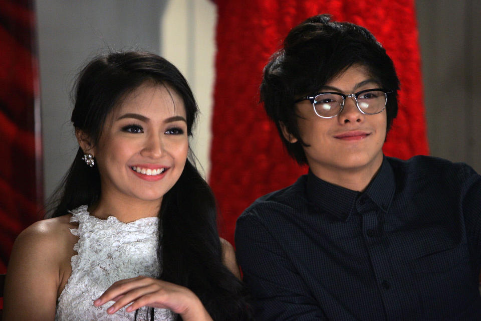 Kathryn Bernardo and Daniel Padilla are seen during the "Sisterakas" press conference held in Quezon City, northeast of Manila, on 08 December 2012. "Sisterakas", Star Cinema and Viva Films official entry to the 2012 Metro Manila Film Festival, will hit theaters nationwide beginning 25 December 2012. (Voltaire Domingo/NPPA Images)