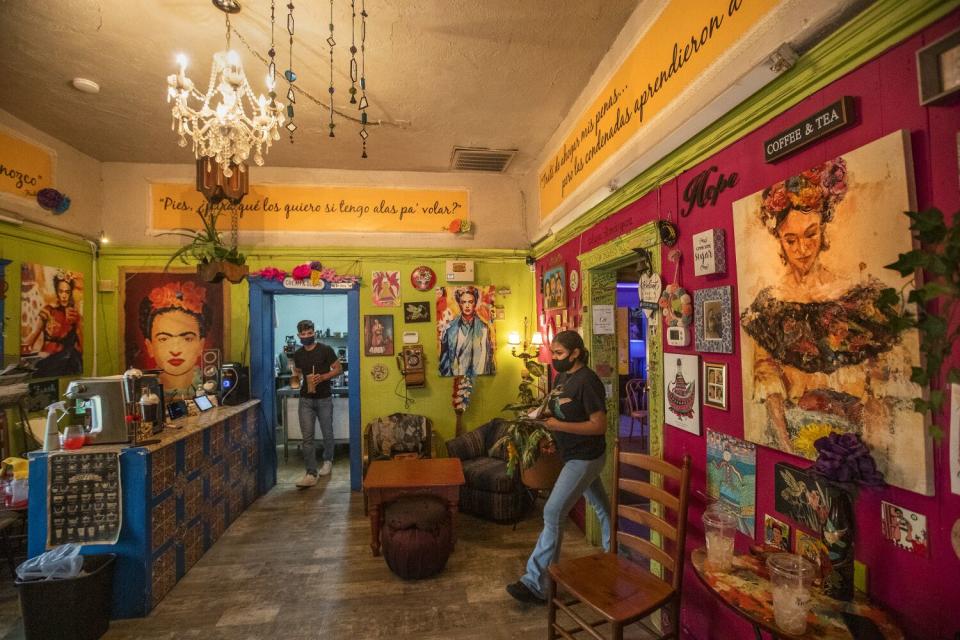 Servers work at a downtown Calexico cafe.