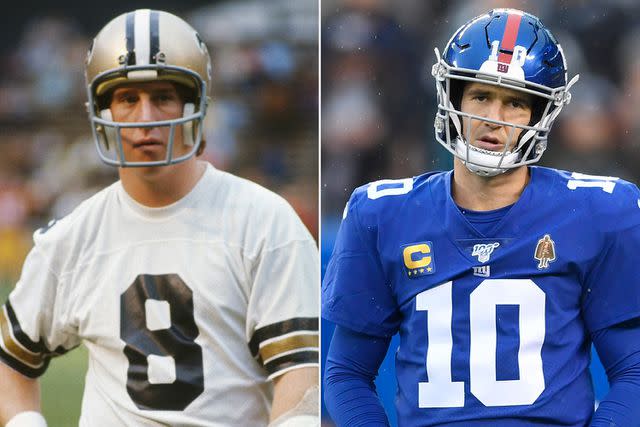 <p>Focus on Sport/Getty</p> Archie Manning and Eli Manning