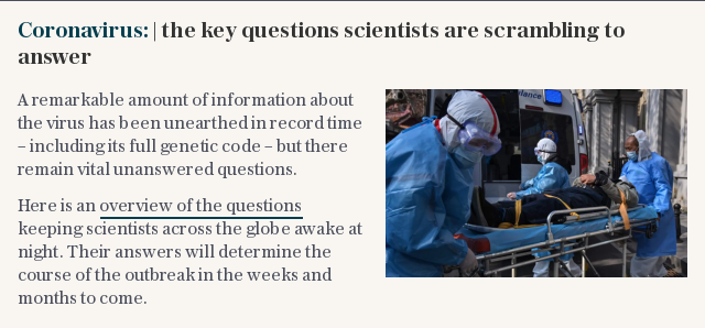 Coronavirus: | the key questions scientists are scrambling to answer