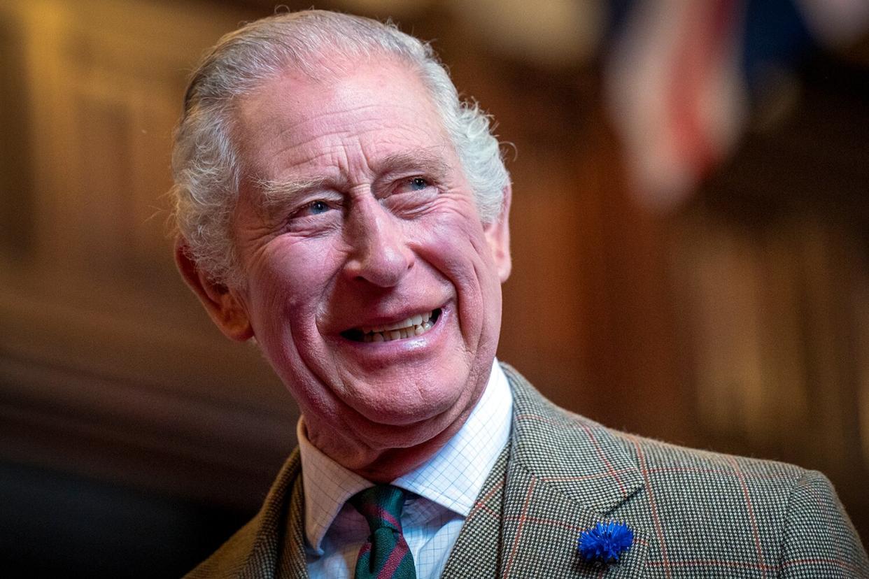 King Charles III visits Aberdeen Town House to meet families who have settled in Aberdeen from Afghanistan, Syria and Ukraine on October 17, 2022 in Aberdeen, Scotland.