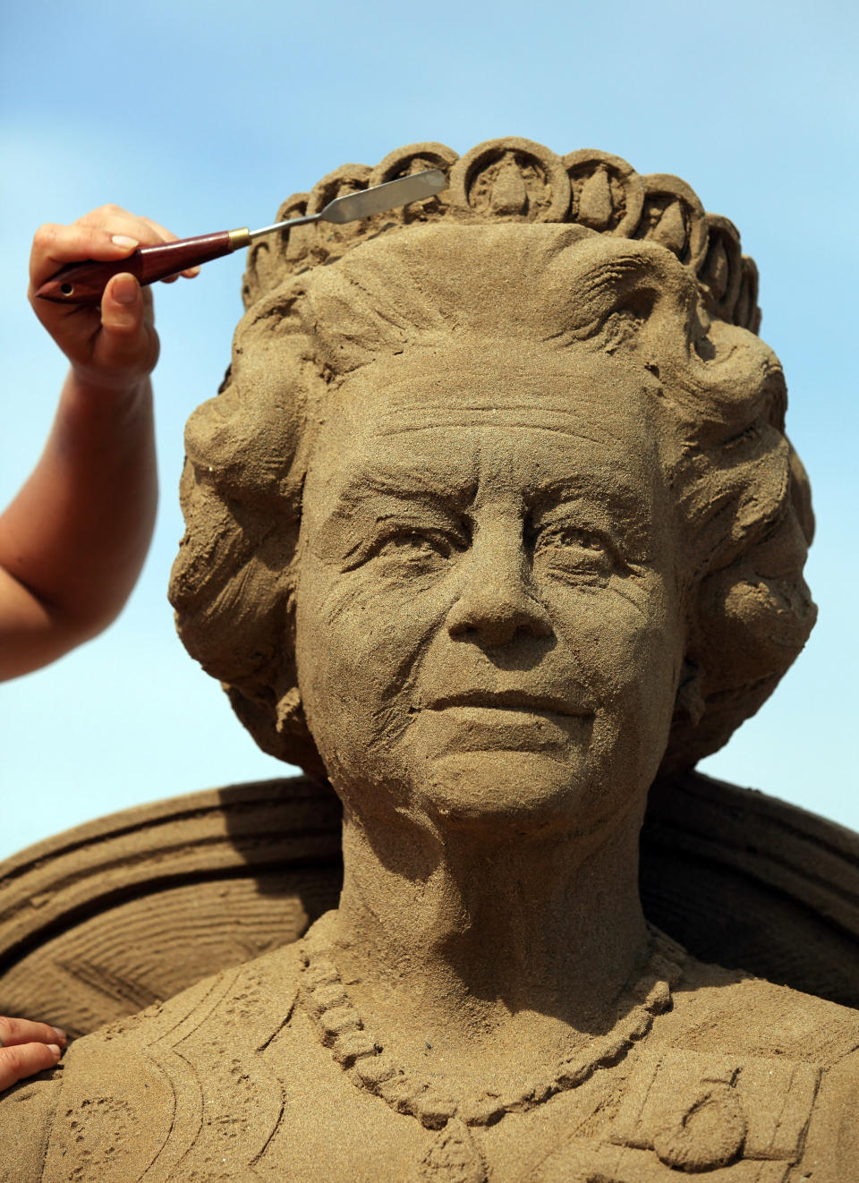 Artists Put The Finishing Touches To The Weston Super Mare Sand Sculptures