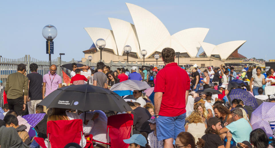 People gathered to watch the Sydney CBD fireworks last year