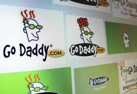 FILE PHOTO: The logo for internet company GoDaddy inc is shown on a computer screen in this illustration photo in Encinitas, California May 3, 2016. REUTERS/Mike Blake/File Photo