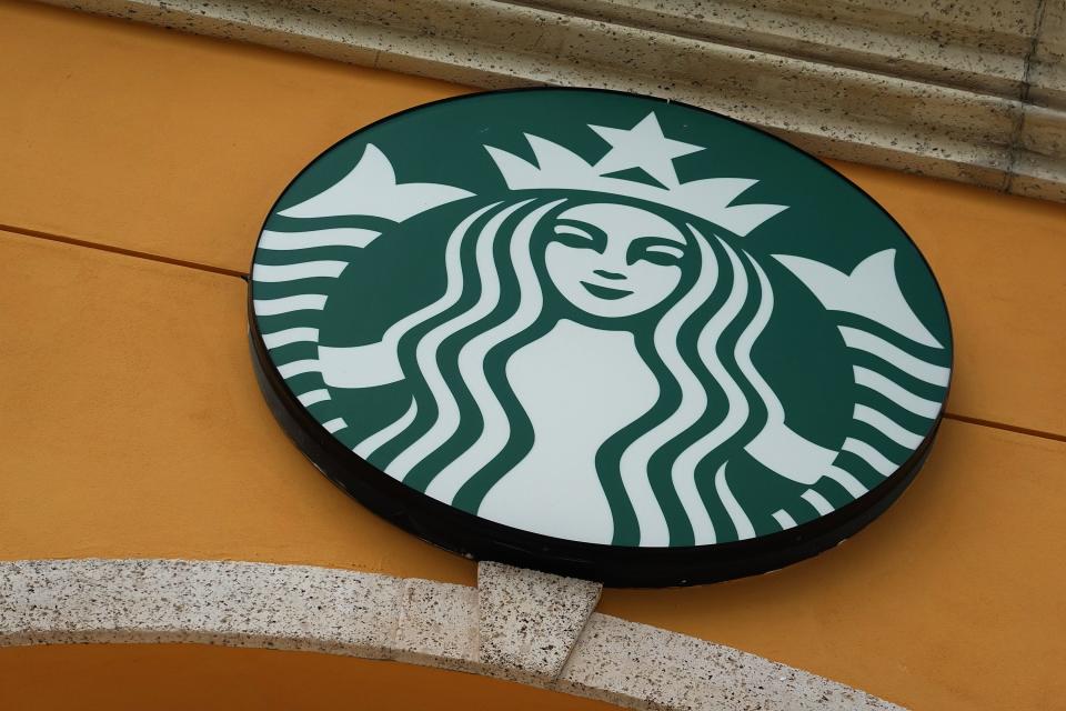 A Starbucks coffee shop's sign