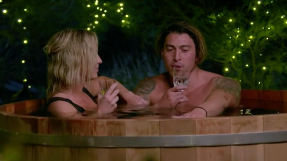 Becky and Adrian on hot tub date