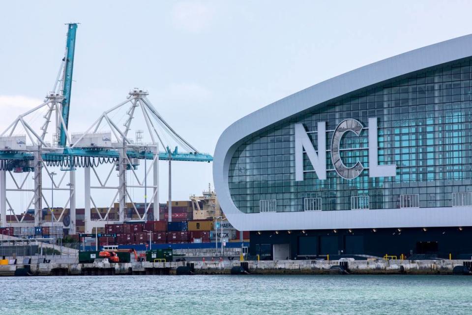 Norwegian Cruise Line’s cruise terminal located at PortMiami in Miami, Florida, on Sunday, April 25, 2021.