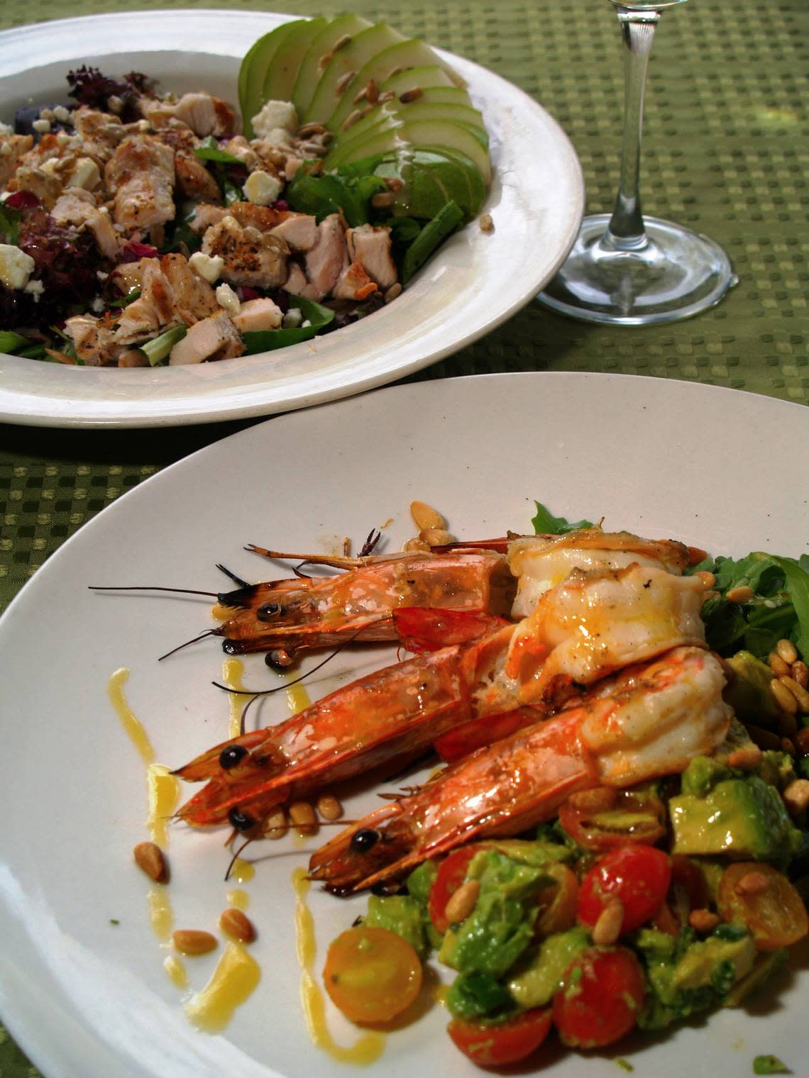 Prawns and fresh salads are new to the Back Burner restaurant.
