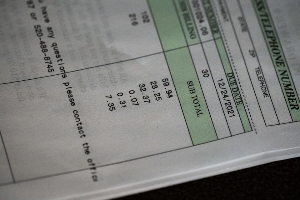 Robert Sorrels' utility bill, September 22, 2022, Ajo, Arizona.