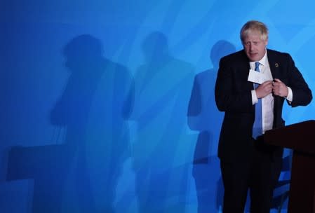 British Prime Minister Boris Johnson finishes speaking during the 2019 United Nations Climate Action Summit at U.N. headquarters in New York City, New York, U.S.