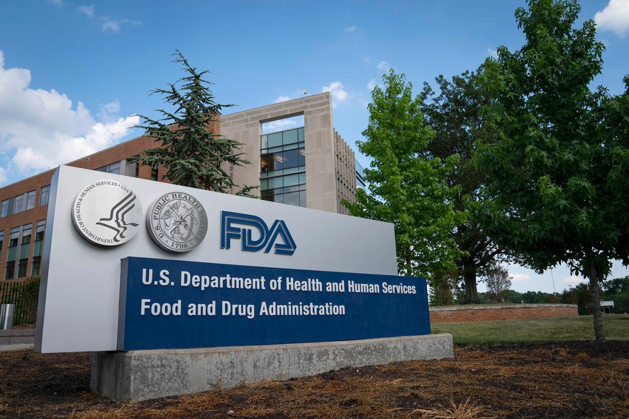 A sign for the Food And Drug Administration is seen outside of the headquarters on July 20, 2020 in White Oak, Maryland.