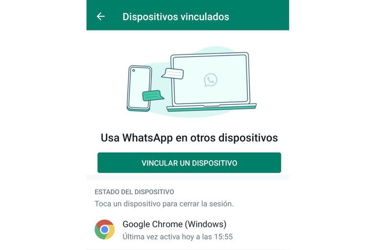 Así se muestran las sesiones activas en WhatsApp Web