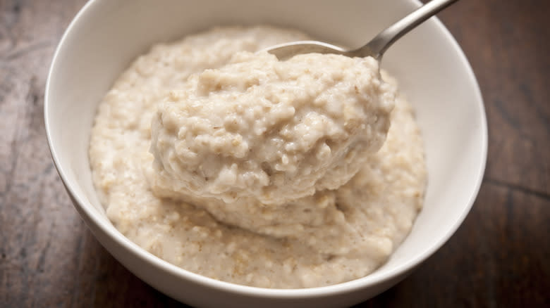 bowl filled with plain oatmeal