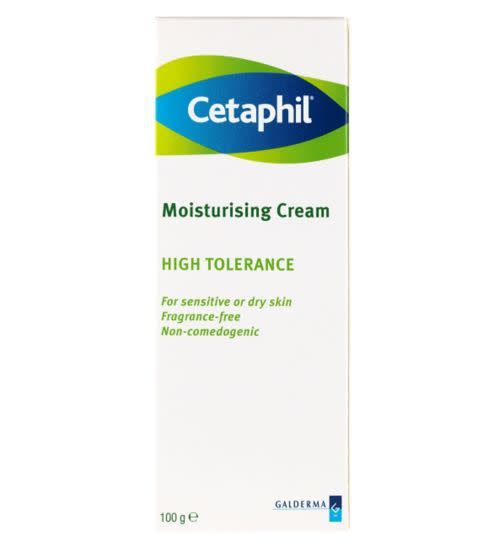 <p>Fragrance free and non-greasy cream Cetaphil is a perfect one to try. <i><a href="https://www.boots.com/en/Cetaphil-Moisturising-Cream-100g_1152662/" rel="nofollow noopener" target="_blank" data-ylk="slk:[Boots, £10.09];elm:context_link;itc:0;sec:content-canvas" class="link ">[Boots, £10.09] </a></i><br><br></p>