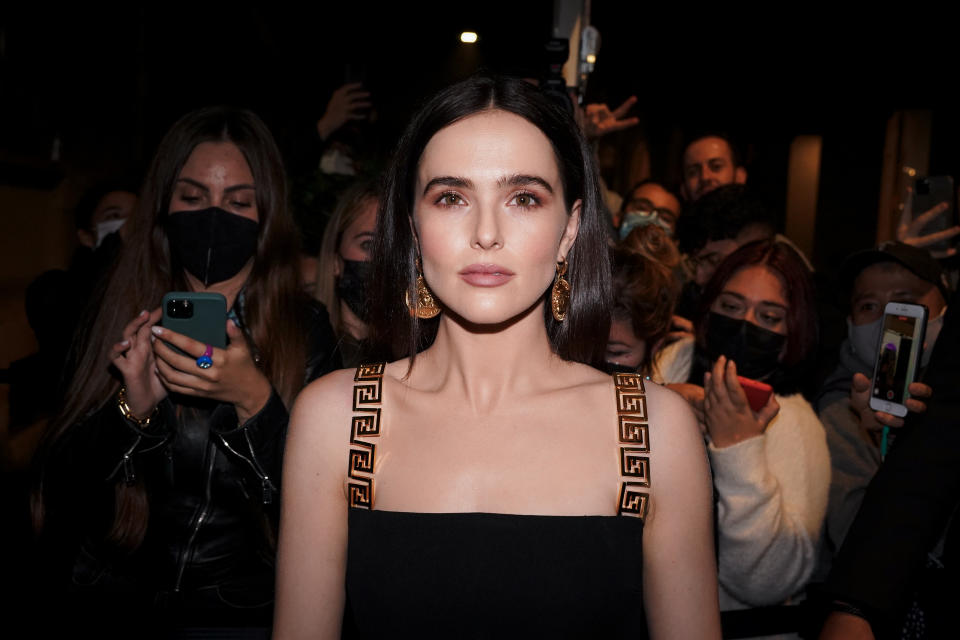 American actress Zoey Deutch guest at the party organized for the launch of the Fendace collection created by the collaboration between the fashion houses Fendi and Versace. Milan (Italy), September 26th, 2021 (Photo by Marco Piraccini/Mondadori Portfolio/Sipa USA)