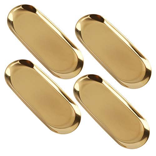 4) Bekith Gold Metal Trays (4-Pack)