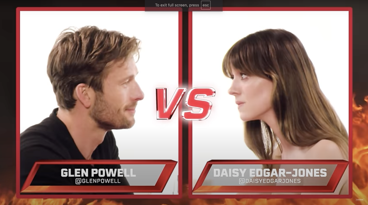 First We Feast's Hot Ones with Glen Powell and Daisy Edgar-Jones