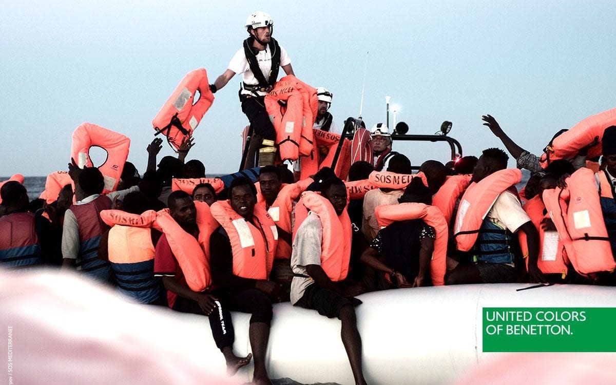 The Benetton advertisement was criticised by Italy's interior minister, Matteo Salvini, as 'squalid' - SOS Mediterranee