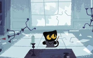 Happy Halloween Google Doodle turns Momo the cat into a ghost-hunting witch