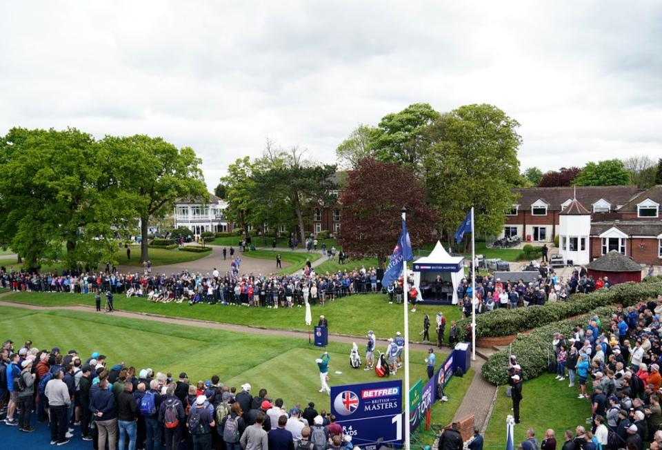 Scotland’s Robert MacIntyre tees off on the first hole during day two of the Betfred British Masters at The Belfry (Zac Goodwin/PA) (PA Wire)