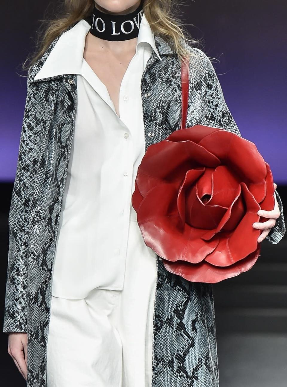 Christian Dada flower power purse at Tokyo Fashion Week. 