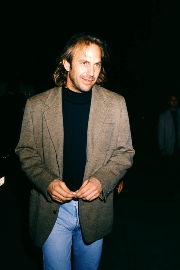 <p>Kevin Costner in Los Angeles, California, 1995, the year he released Waterworld. </p>