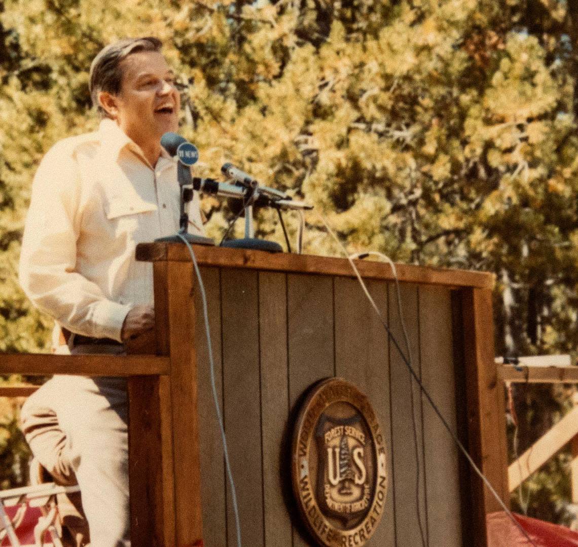 U.S. Sen. Frank Church speaks at the Sawtooth National Recreation Area dedication ceremony on Sept. 1, 1972.