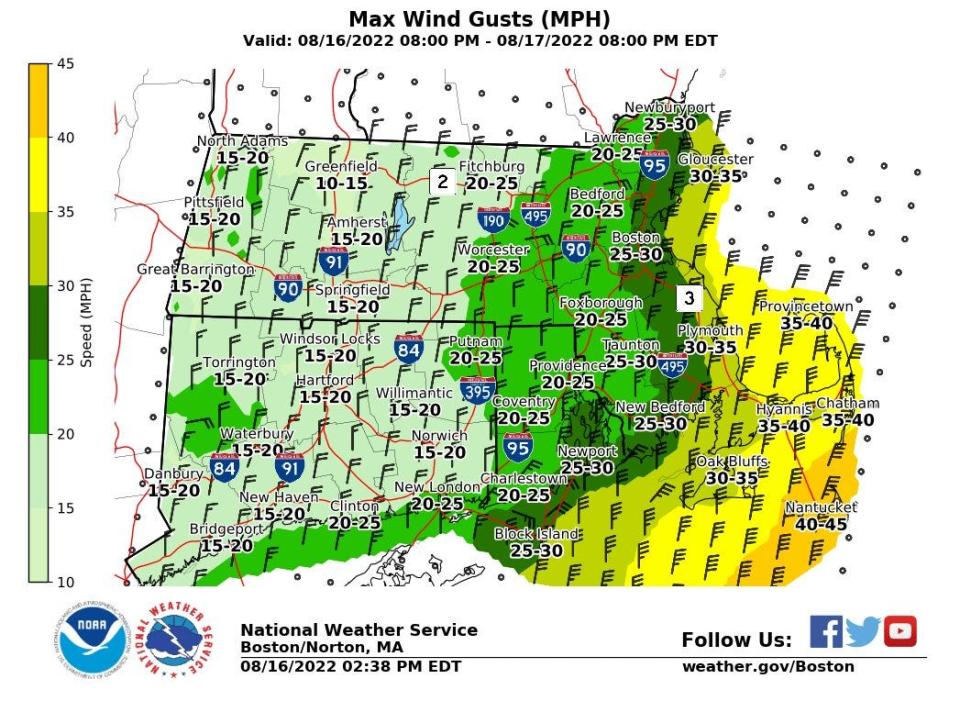 Cape Cod could see gusty winds on Aug. 17, 2022.