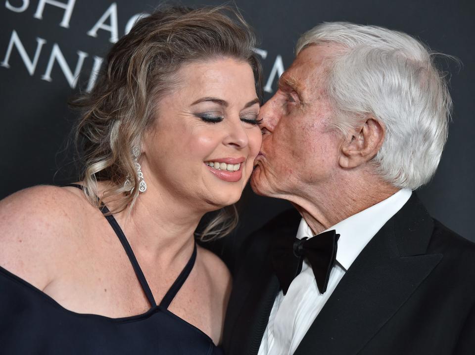 dick van dyke kissing his wife arlene silver on the cheek