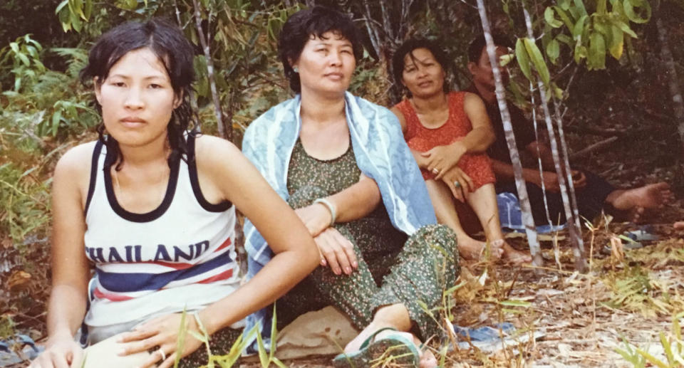 A refugee family in Galung Island, Indonesia in 1979.