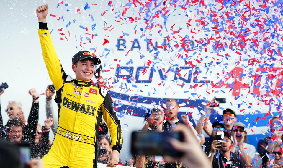 Christopher Bell had to win Sunday at Charlotte in order to remain in the NASCAR playoffs. He did, and he is.